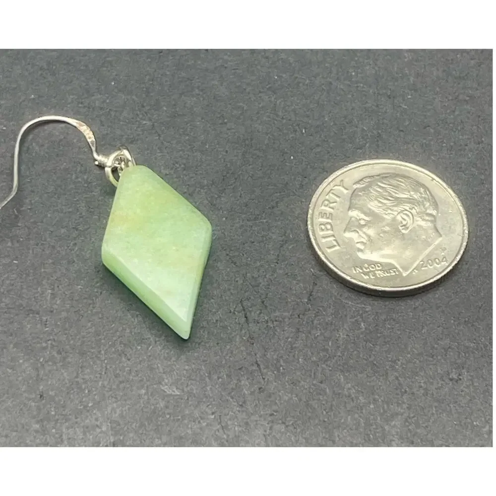 Simple Green Jadeite Earrings Sterling Silver S 925 Ear Wires Geometric Modern